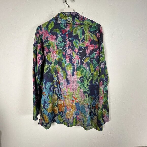 Claire Desjardins Artist’s Garden Tunic Top Small Cowl Neck Knit Abstract Art - Picture 2 of 8